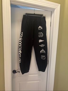 YoungLA Black Jogger Sweatpants with White Graphics
